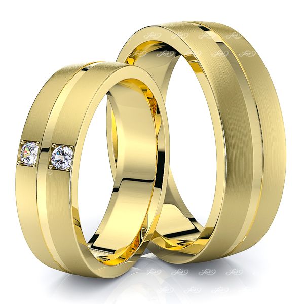 0.06 Carat Elegant Simple 6mm His and Hers Diamond Wedding Band Set