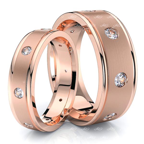 0.64 Carat Fashionable 7mm His and 5mm Hers Diamond Wedding Band Set