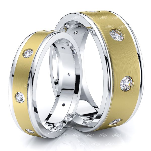 0.64 Carat Fashionable 7mm His and 5mm Hers Diamond Wedding Band Set