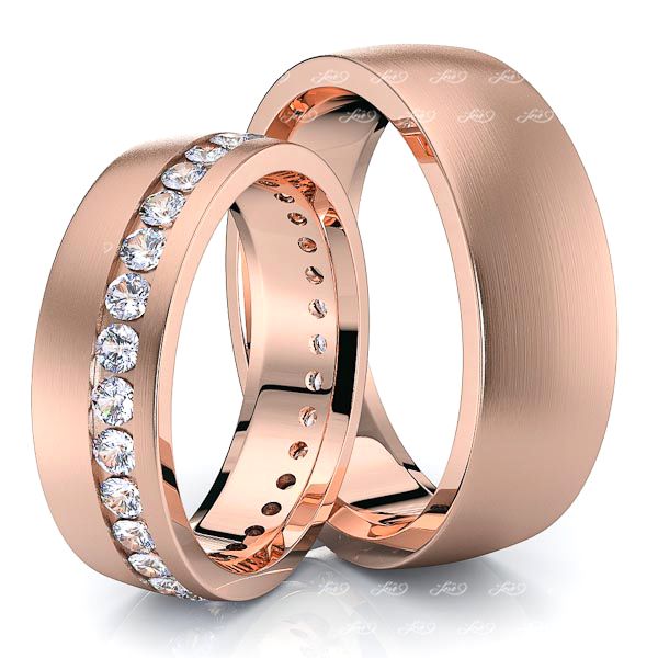 0.90 Carat Bestseller Designer 6mm His and Hers Diamond Wedding Ring Set