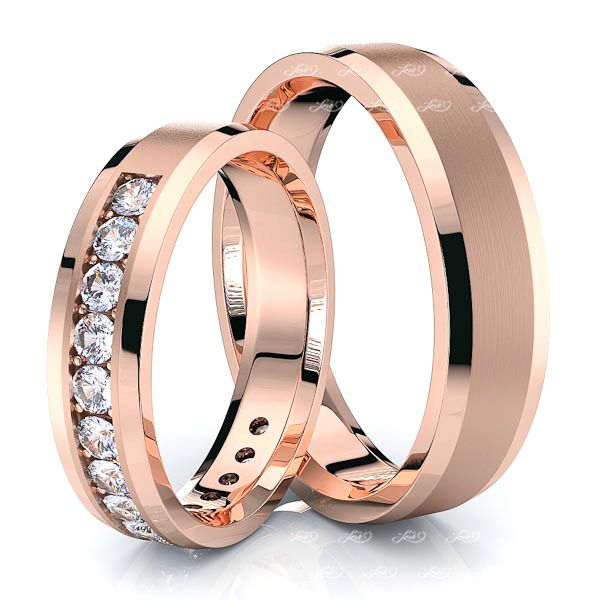 0.60 Carat Stylish 7mm His and 5mm Hers Diamond Wedding Ring Set