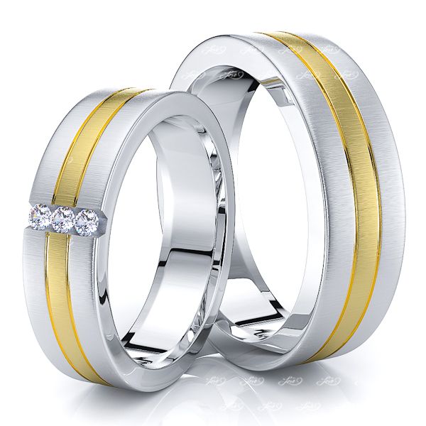 0.06 Carat Chic Classic 6mm His and Hers Diamond Wedding Ring Set