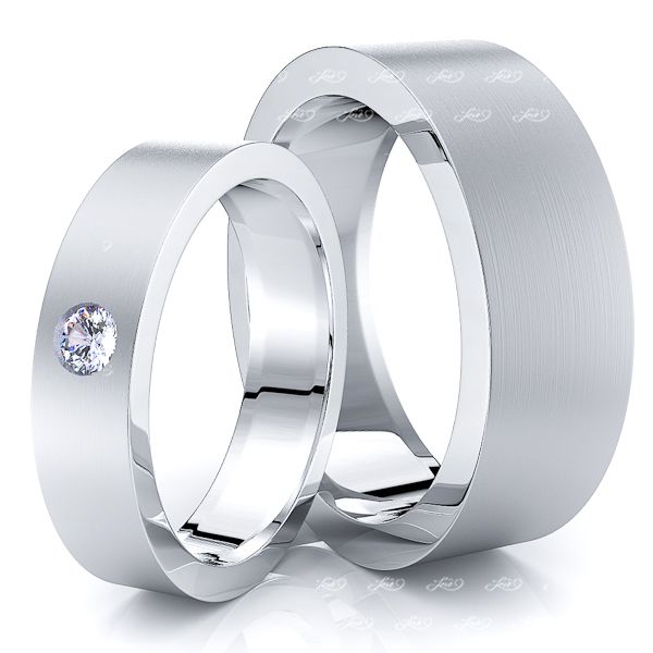 0.10 Carat Exquisite Classic 7mm His and 5mm Hers Diamond Wedding Band Set