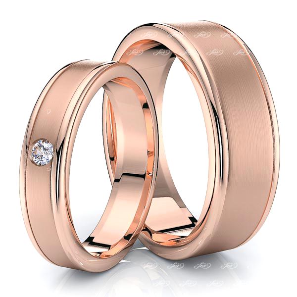 0.05 Carat Attractive 7mm His and 5mm Hers Diamond Wedding Band Set