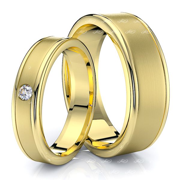 0.05 Carat Attractive 7mm His and 5mm Hers Diamond Wedding Band Set