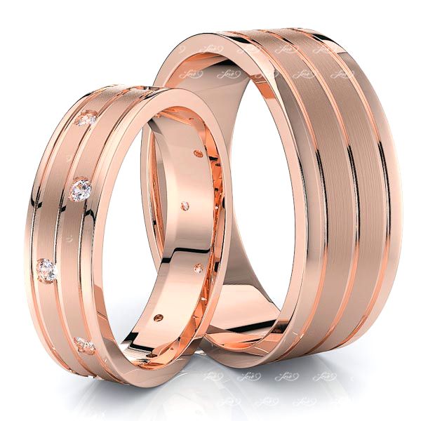 0.18 Carat Fashionable 7mm His and 5mm Hers Diamond Wedding Band Set