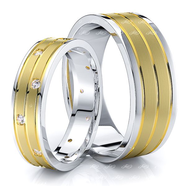 0.18 Carat Fashionable 7mm His and 5mm Hers Diamond Wedding Band Set