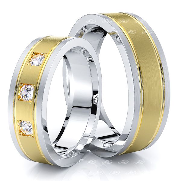 0.15 Carat Elegant Classic 6mm His and Hers Diamond Wedding Band Set