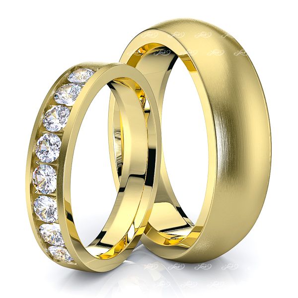 0.56 Carat Exquisite Classic 6mm His and 4mm Hers Diamond Wedding Ring Set