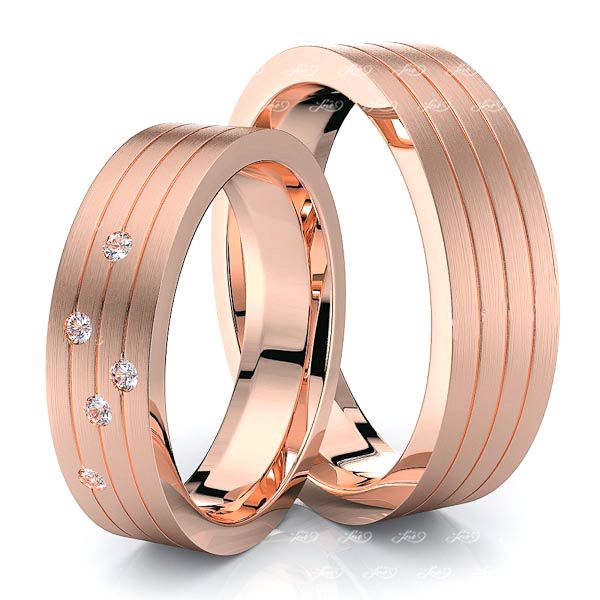0.07 Carat Traditional 6mm His and Hers Diamond Wedding Band Set