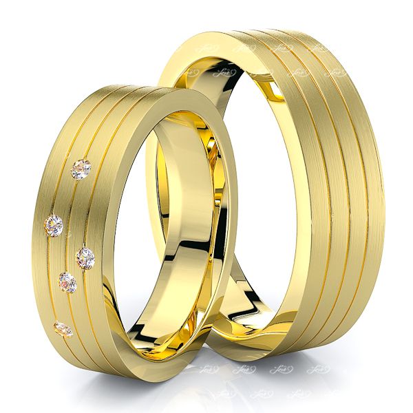 0.07 Carat Traditional 6mm His and Hers Diamond Wedding Band Set