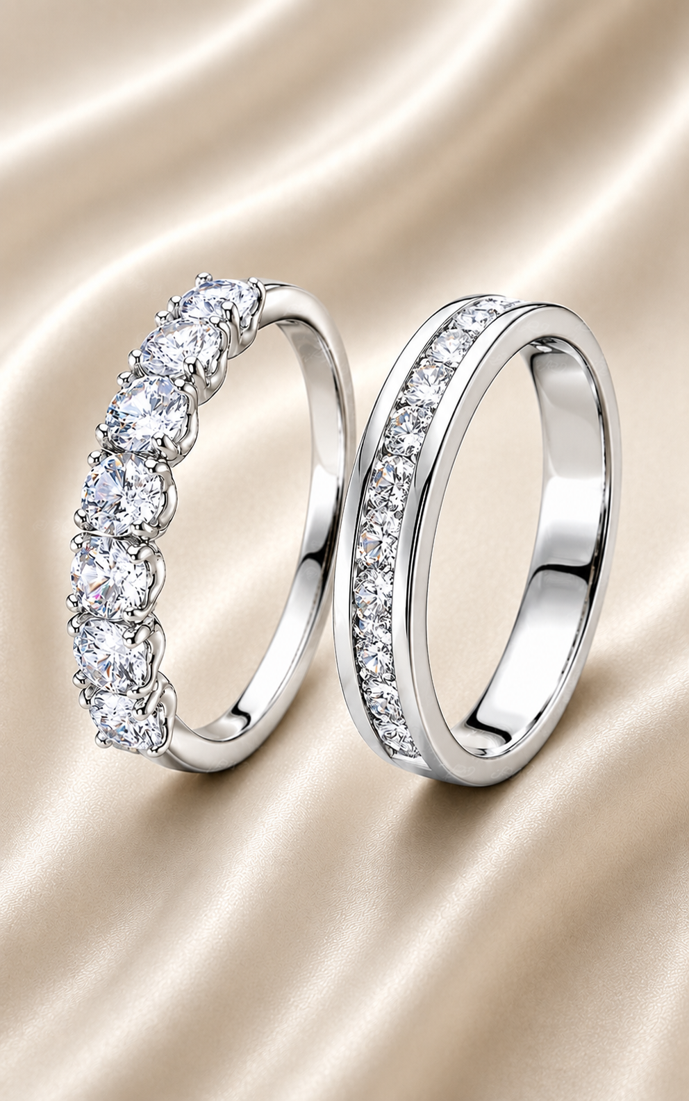 Bands That Sit Flush 
With Her Ring