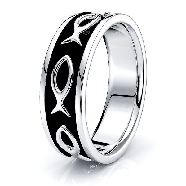 Atticus Jesus Fish Motif Womens Wedding Band
