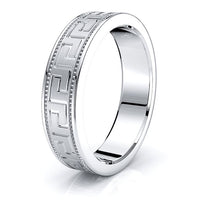 Shepherd 5mm Greek Key Mens Wedding Band