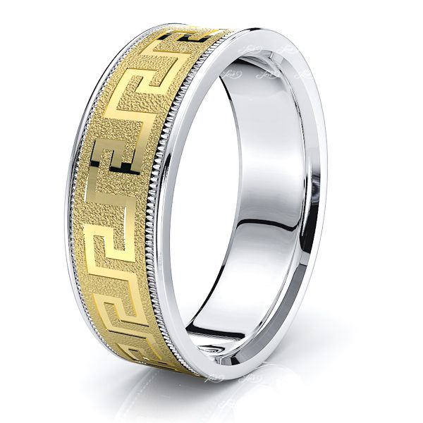 Miriam 7mm Greek Key Mens Wedding Ring