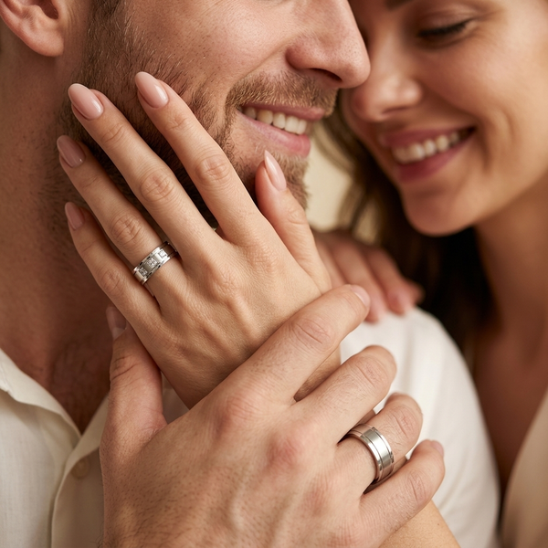 0.15 Carat Elegant Classic 6mm His and Hers Diamond Wedding Band Set